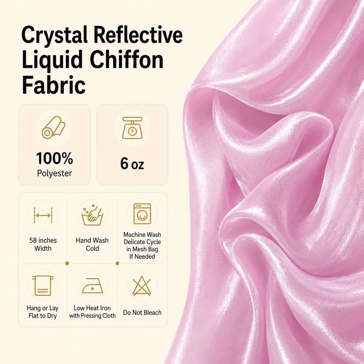 Crystal Reflective Liquid Chiffon Fabric