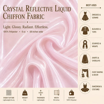 Black Crystal Reflective Liquid Chiffon Fabric