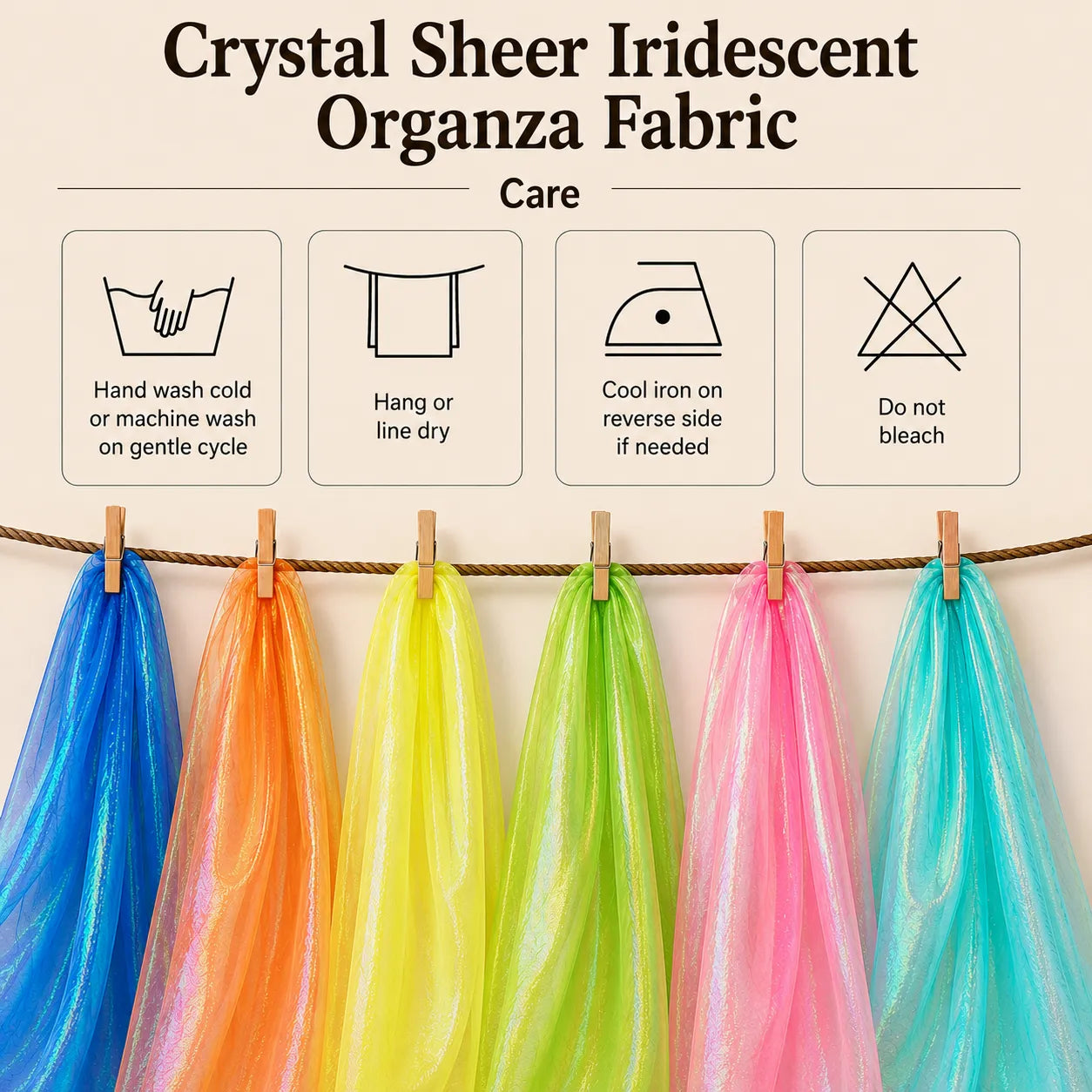 Crystal Sheer Iridescent Organza Fabric
