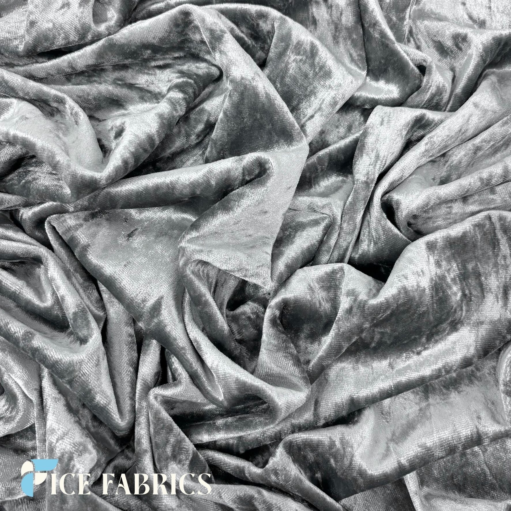 Dark Gray Crushed Velvet Fabric