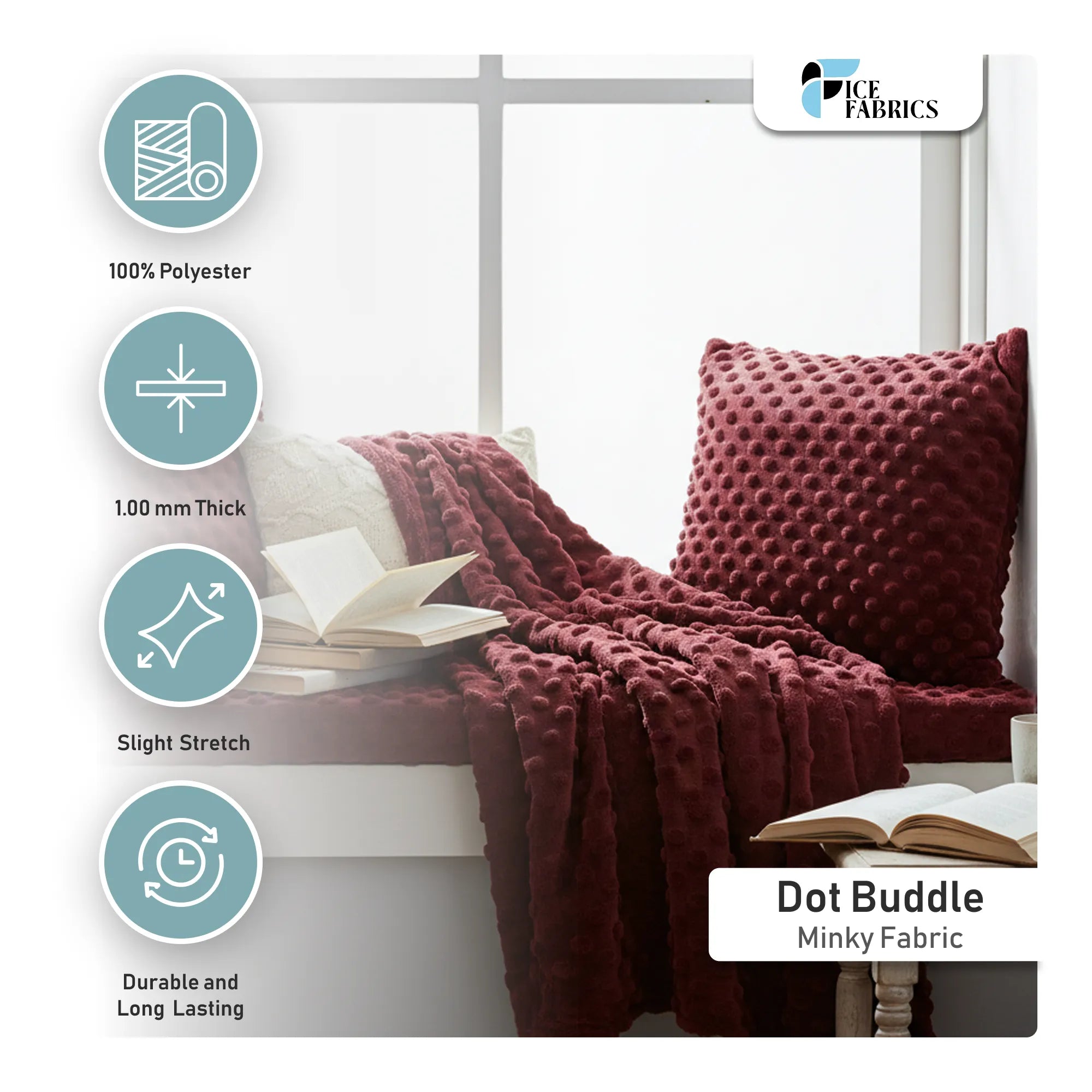 Dimple Polka Dot Minky Fabric / Ultra Soft /Minky ICE FABRICS By The Yard Details