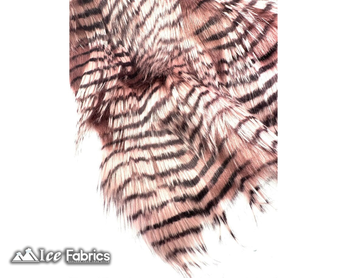 Dusty Rose Faux Fake Fur Feathered Bird Long Pile Fabric | Faux Fur Material