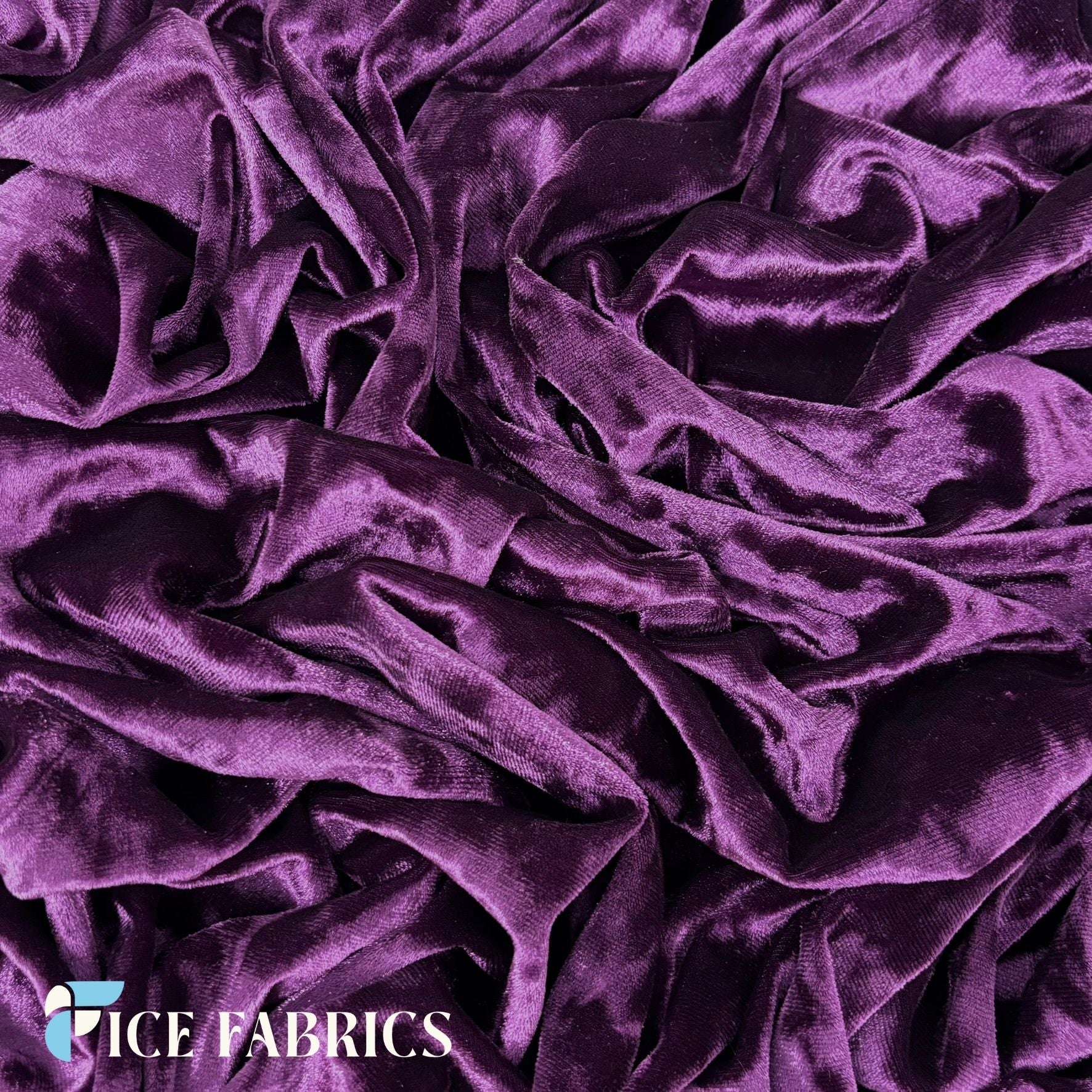 Egg Plant Crushed Velvet Fabric