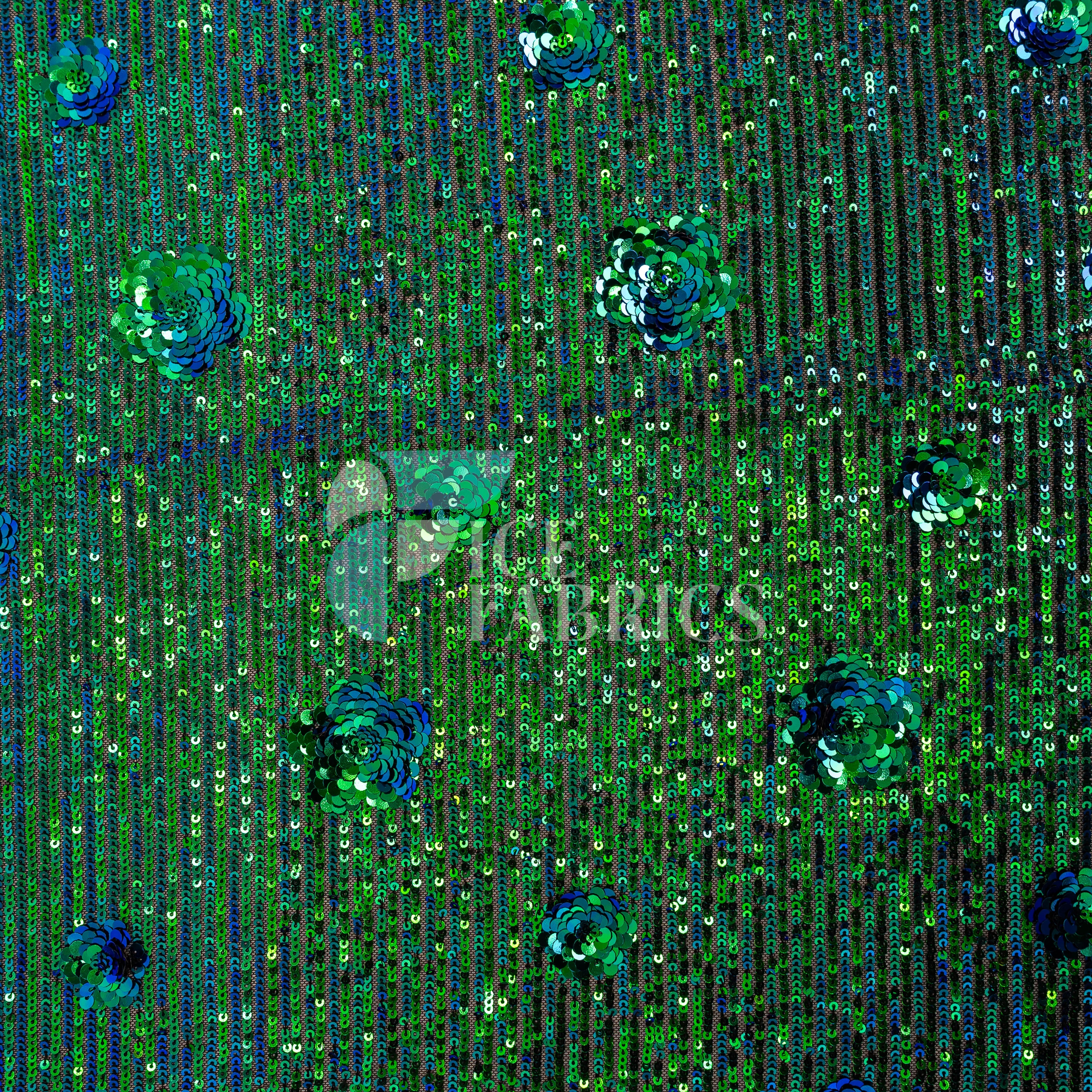 Celeste 3D Floral Stretch Sequin Fabric