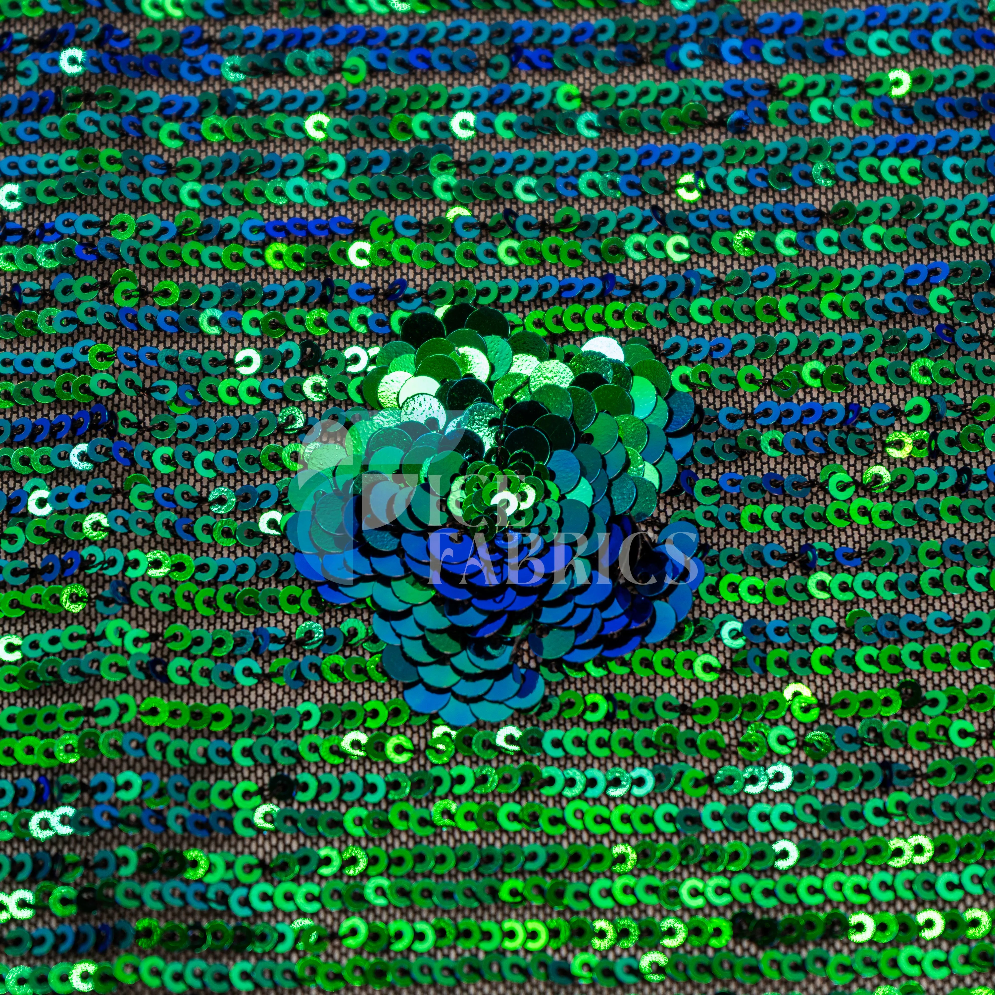 Celeste 3D Floral Stretch Sequin Fabric