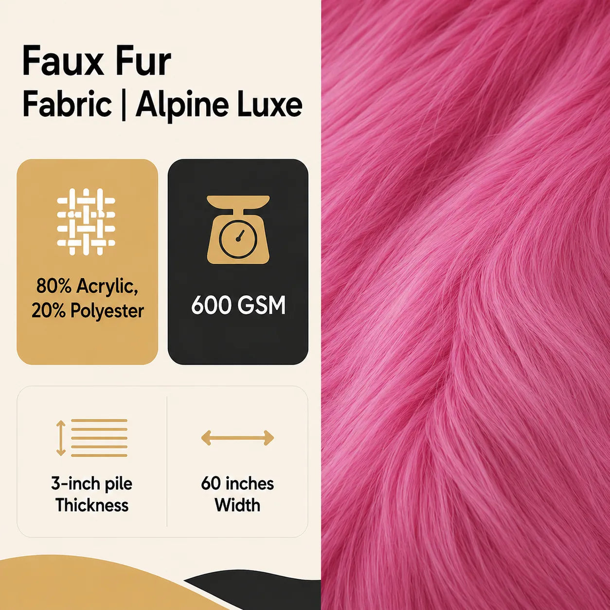 Gold Faux Fur Fabric | Alpine Luxe