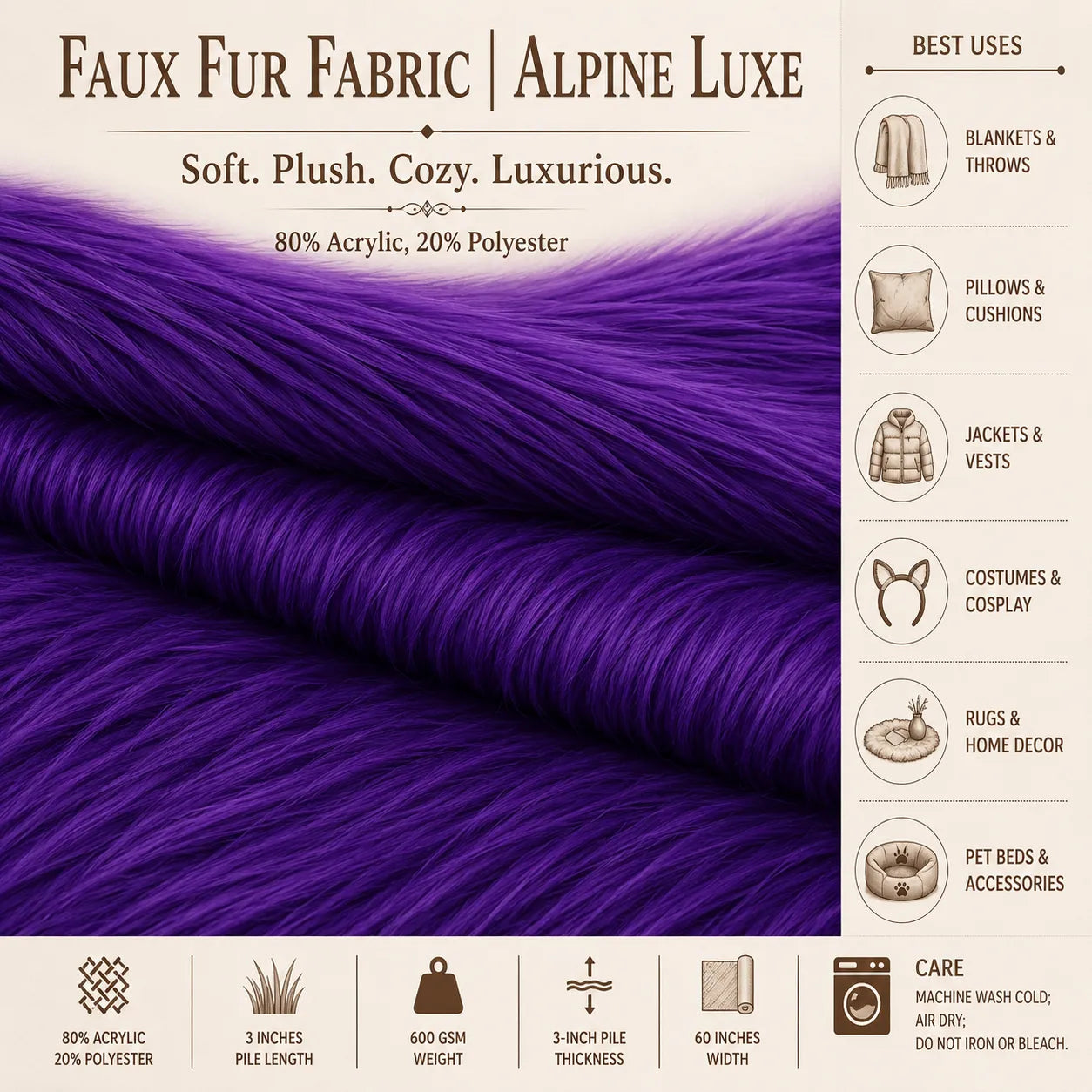 Gold Faux Fur Fabric | Alpine Luxe