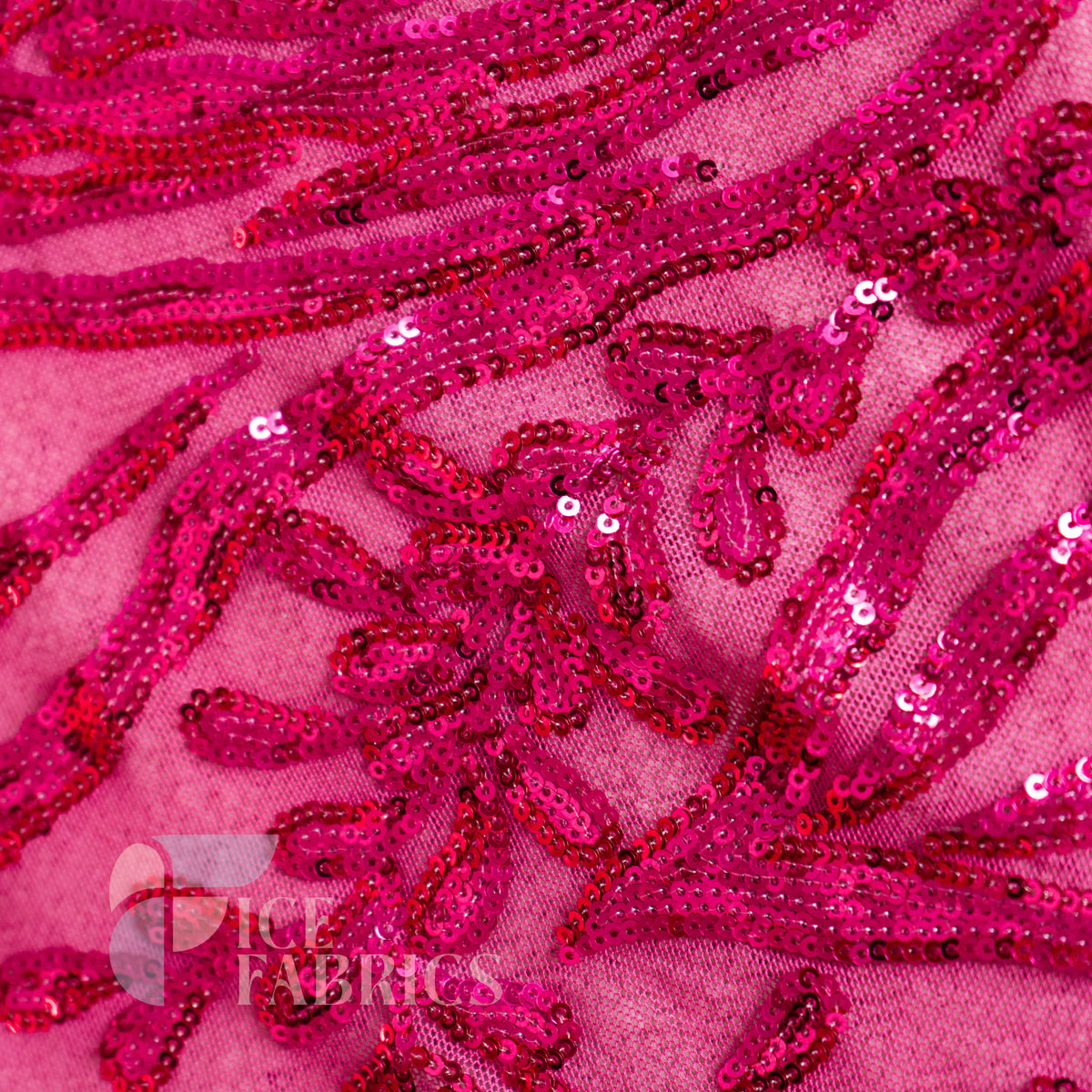 Wild Vine 4 Way Stretch Sequin Fabric on Mesh