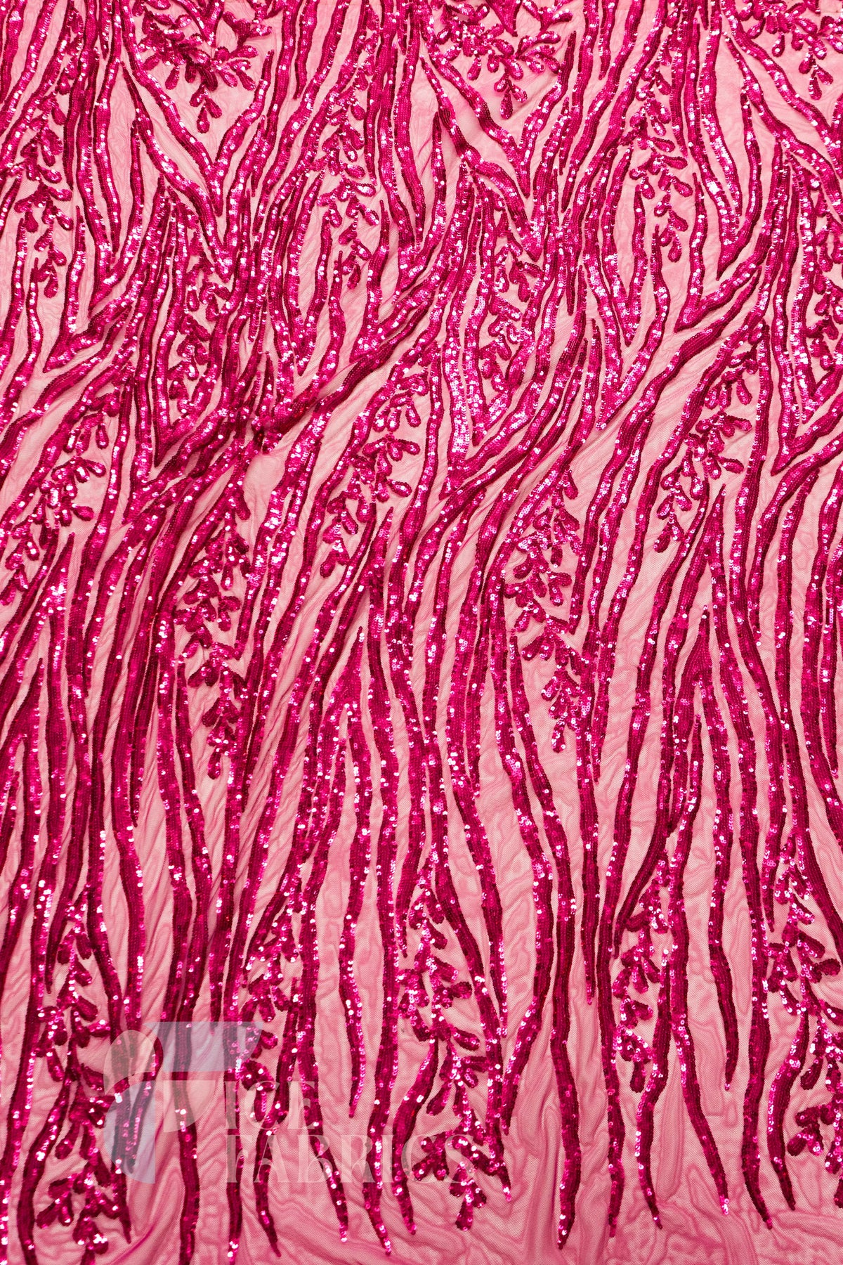 Wild Vine 4 Way Stretch Sequin Fabric on Mesh