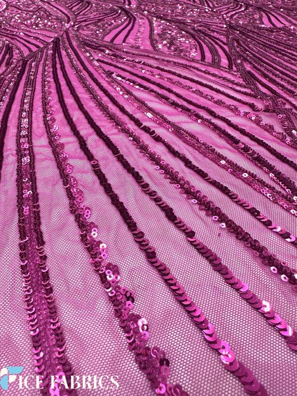 Fuchsia Stretch Sequin Fabric On Mesh