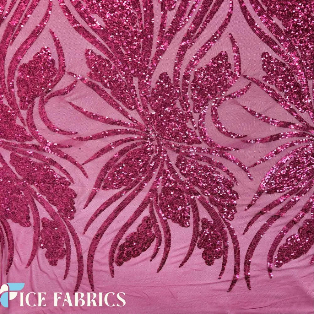 Fuchsia Stretch Sequin Fabric