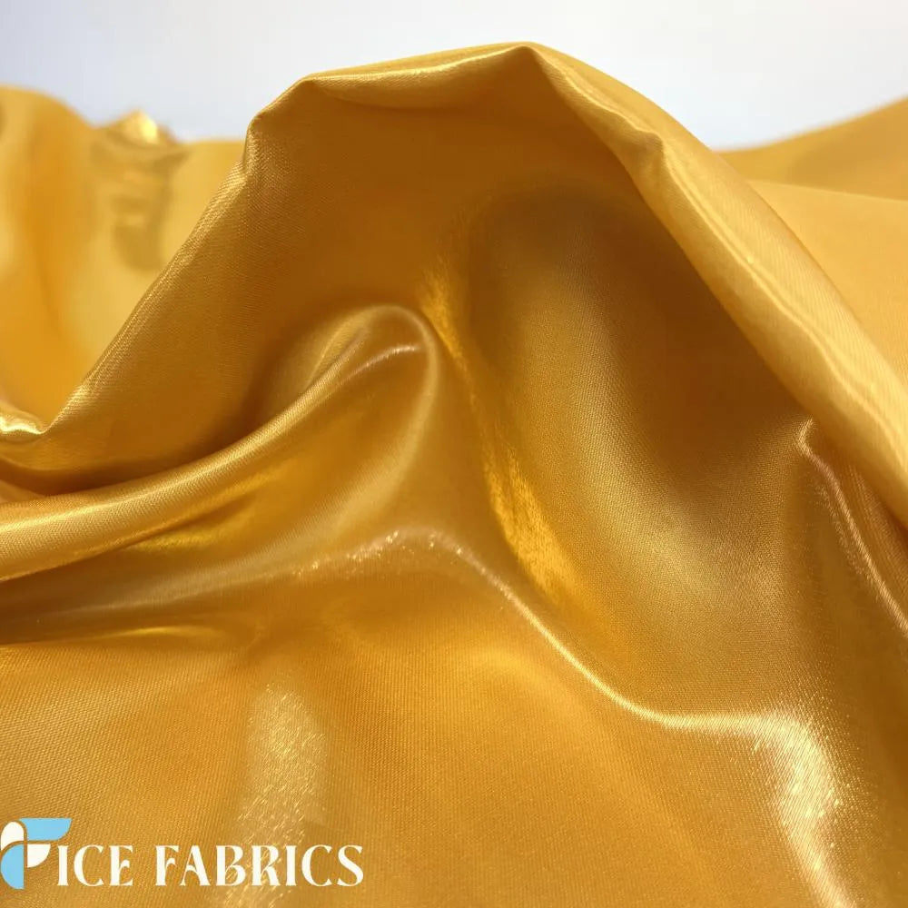 Gold Reflective Liquid Crystal Silky Satin Fabric