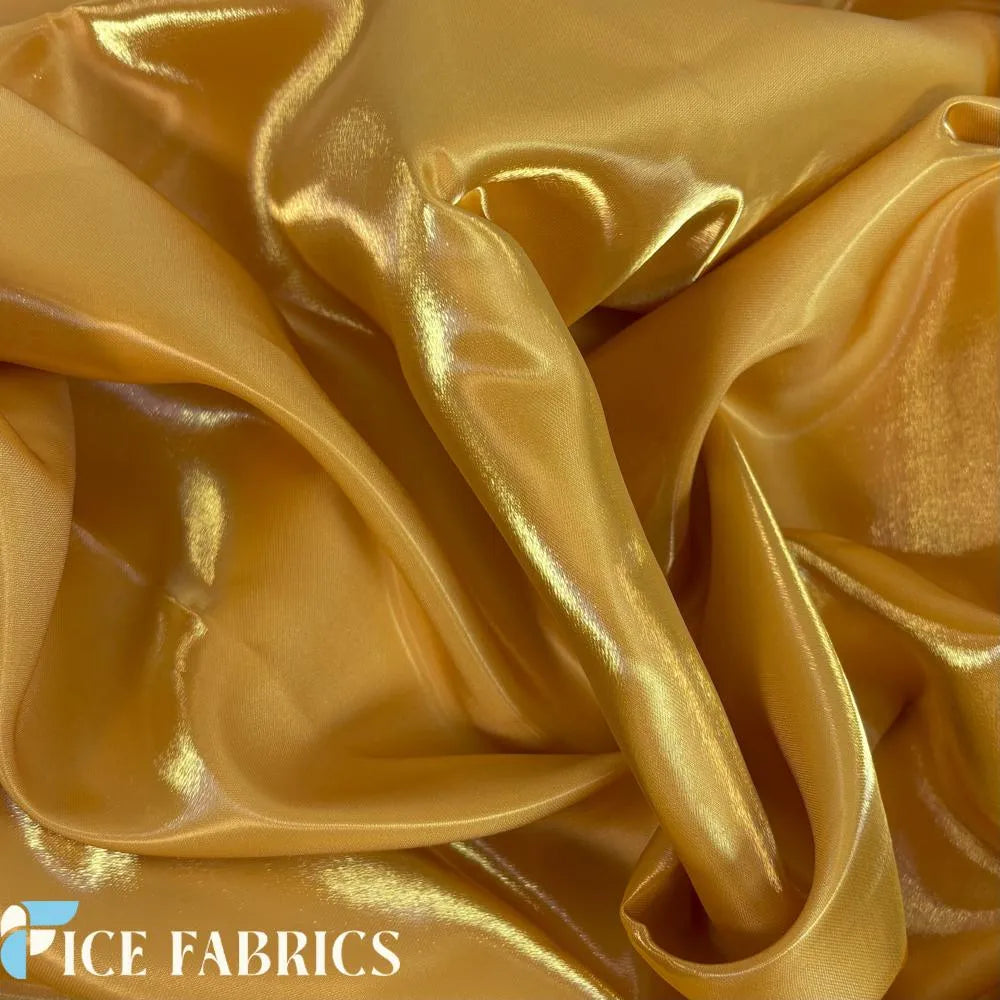 Gold Reflective Liquid Crystal Silky Satin Fabric