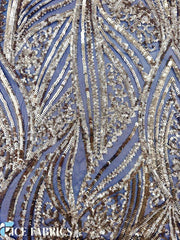 Gold Stretch Sequin Fabric On Mesh