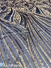 Black Stretch Sequin Fabric On Mesh