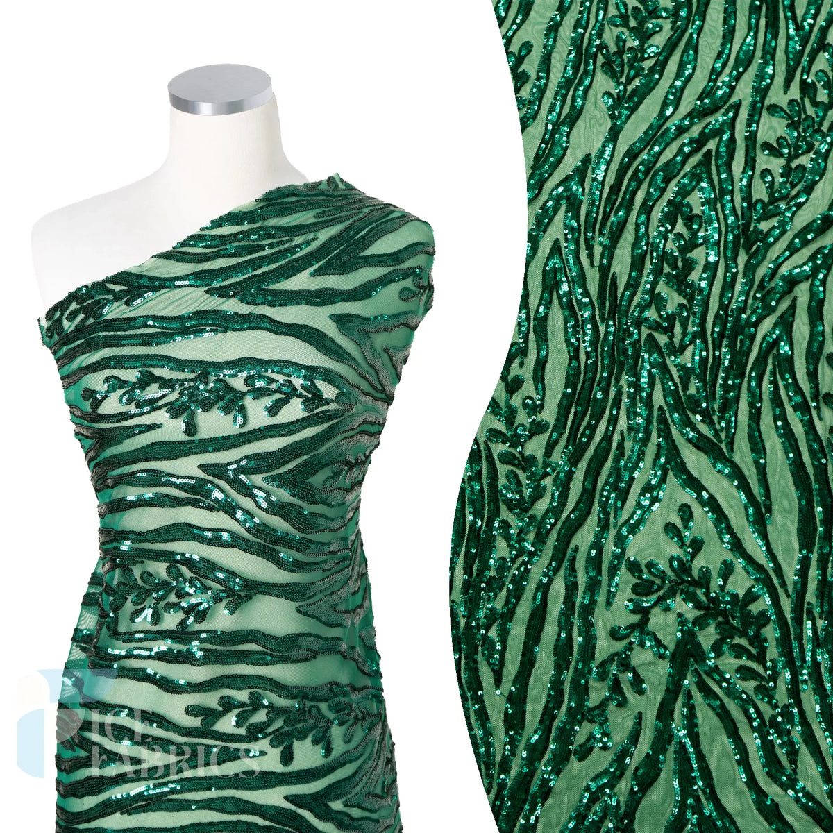 Wild Vine 4 Way Stretch Sequin Fabric on Mesh
