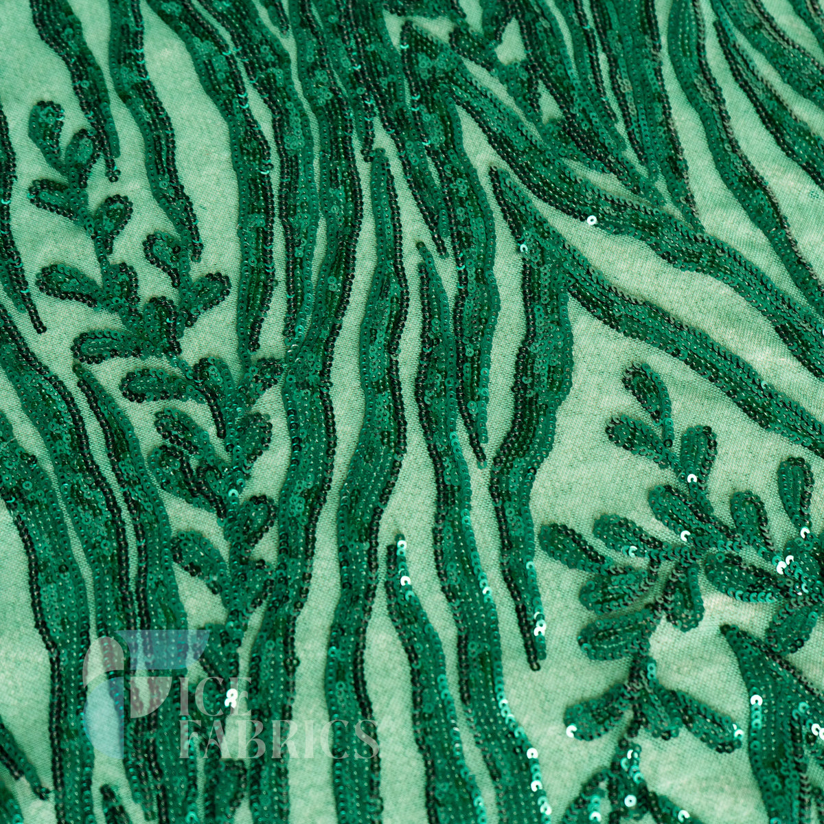 Wild Vine 4 Way Stretch Sequin Fabric on Mesh