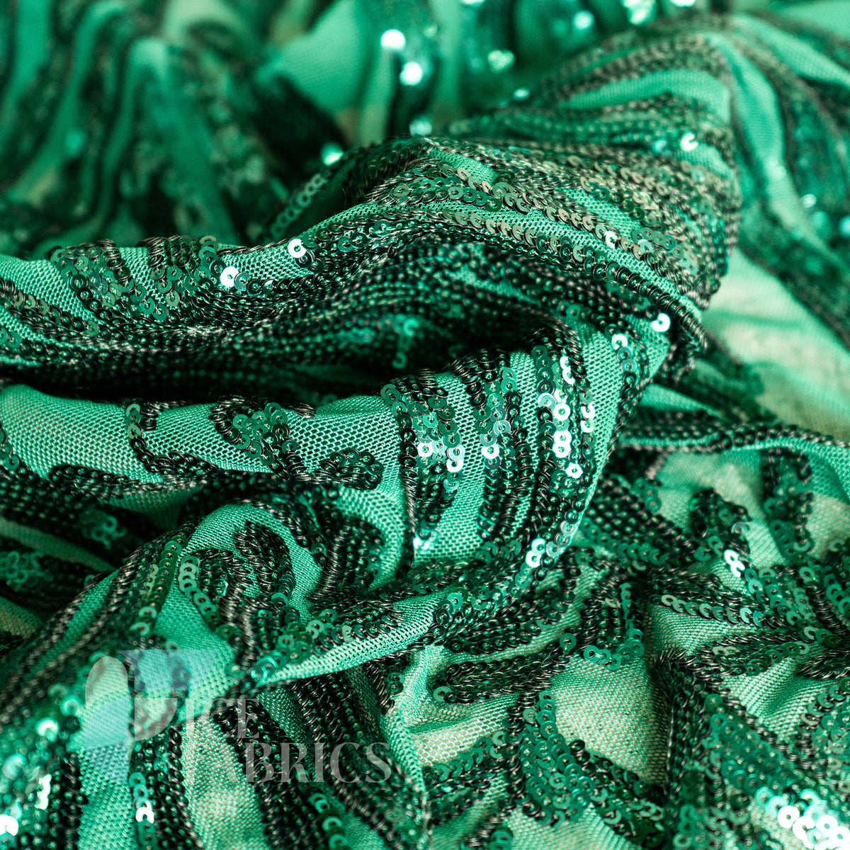 Wild Vine 4 Way Stretch Sequin Fabric on Mesh
