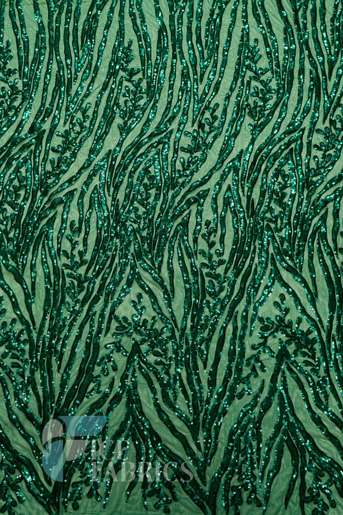 Wild Vine 4 Way Stretch Sequin Fabric on Mesh