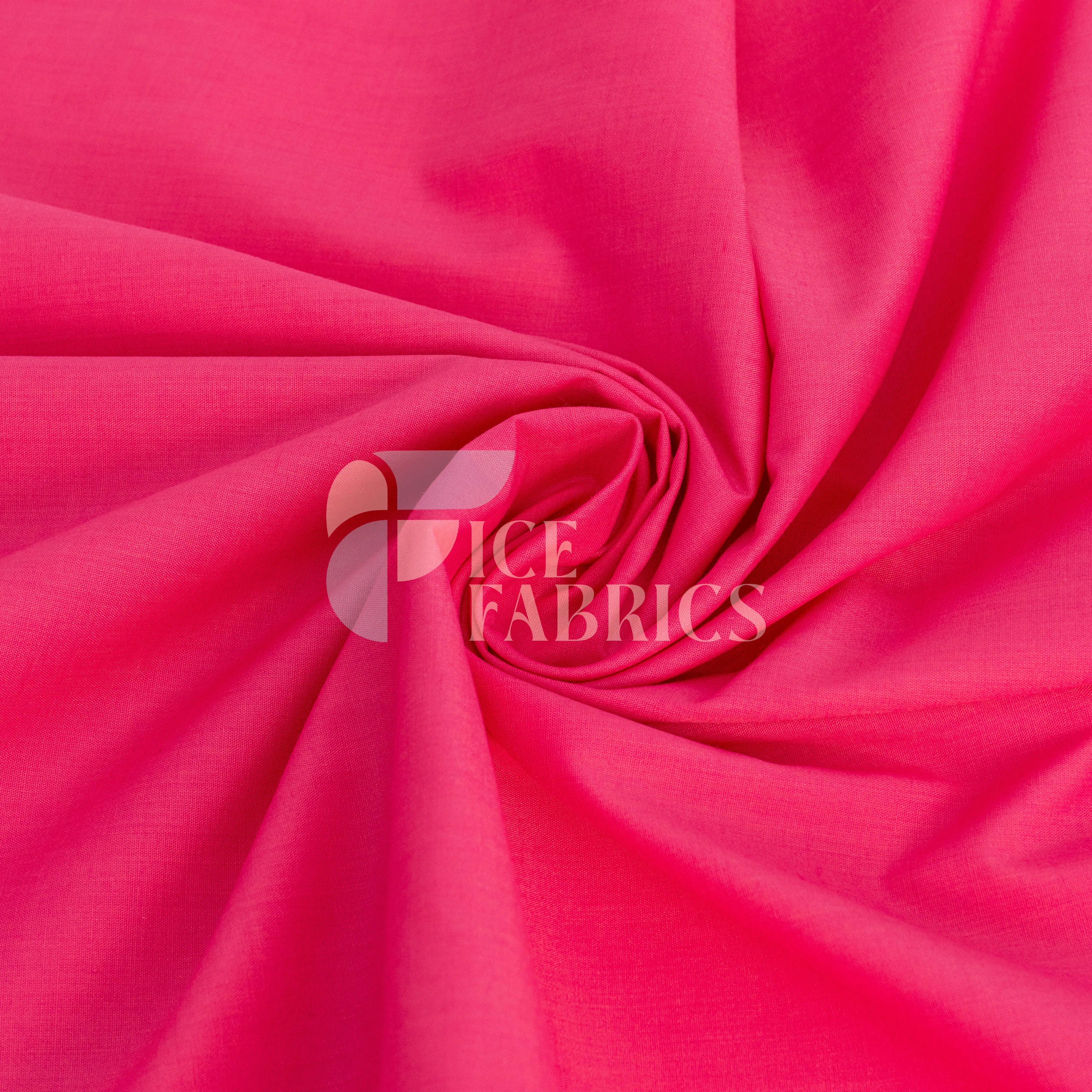 Hot Pink Broadcloth Polyester Cotton Fabric | Poly Cotton Fabric