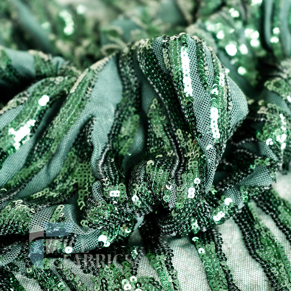 Wild Vine 4 Way Stretch Sequin Fabric on Mesh