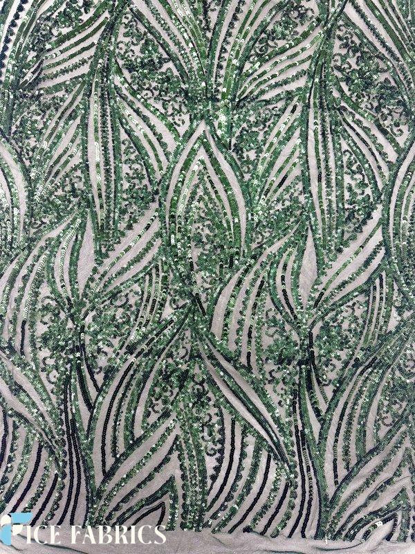 Hunter Green Stretch Sequin Fabric