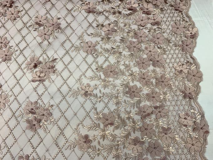 3D Floral Pearl Beaded Embroidery Lace Fabric | Mesh FabricICEFABRICICE FABRICSDusty Rose3D Floral Pearl Beaded Embroidery Lace Fabric | Mesh Fabric ICEFABRIC |Dusty rose