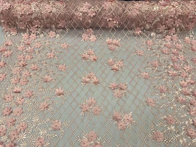 3D Floral Pearl Beaded Embroidery Lace Fabric | Mesh FabricICEFABRICICE FABRICSRoyal Blue3D Floral Pearl Beaded Embroidery Lace Fabric | Mesh Fabric ICEFABRIC |Pink