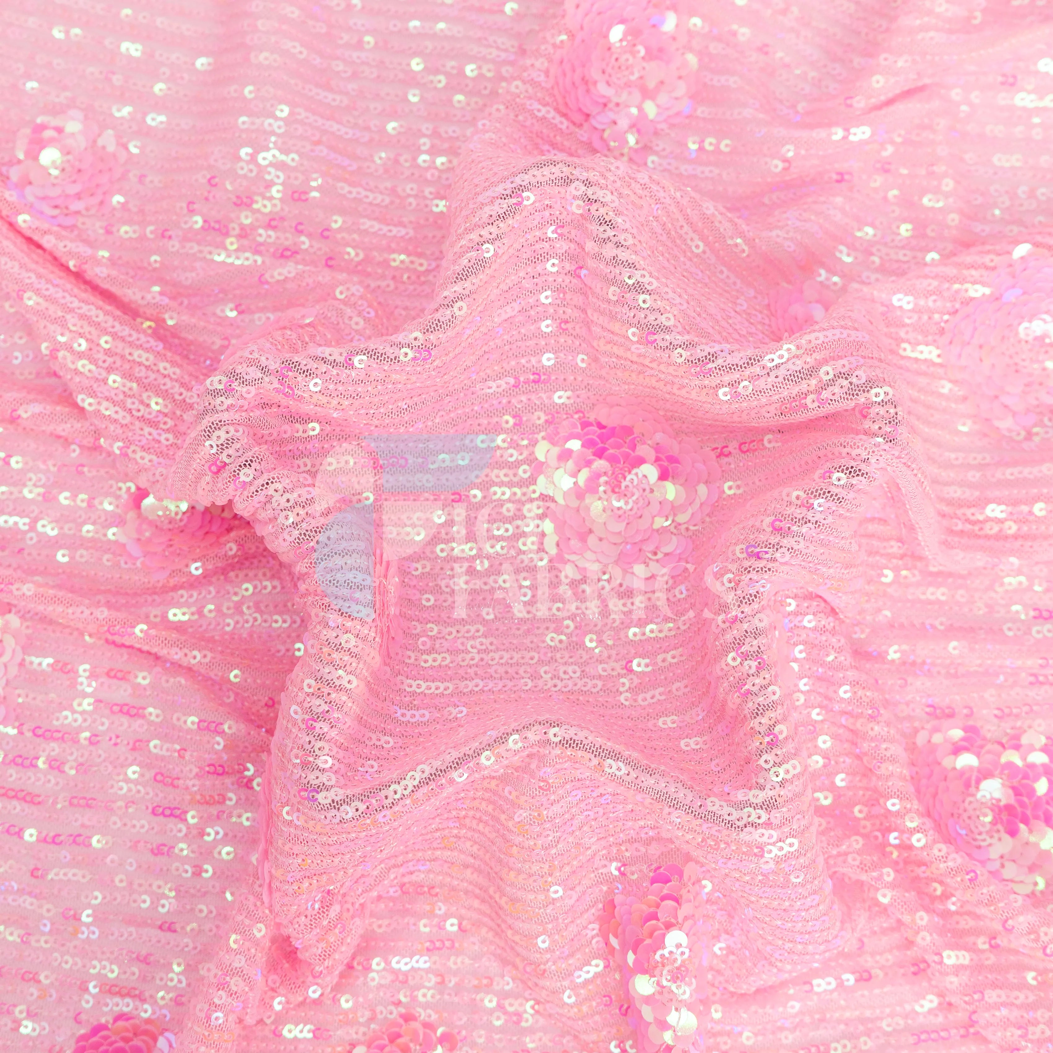 Celeste 3D Floral Stretch Sequin Fabric