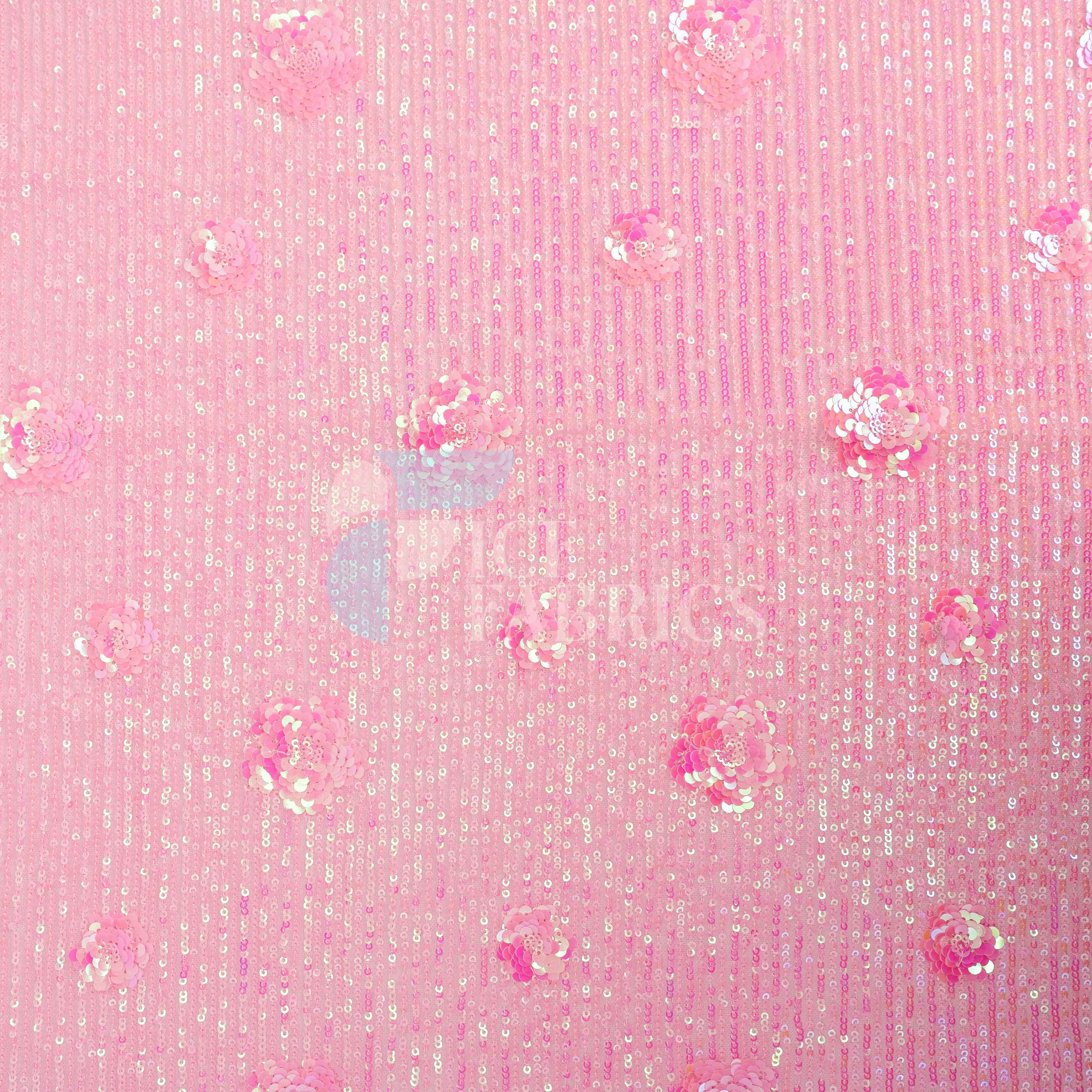 Celeste 3D Floral Stretch Sequin Fabric