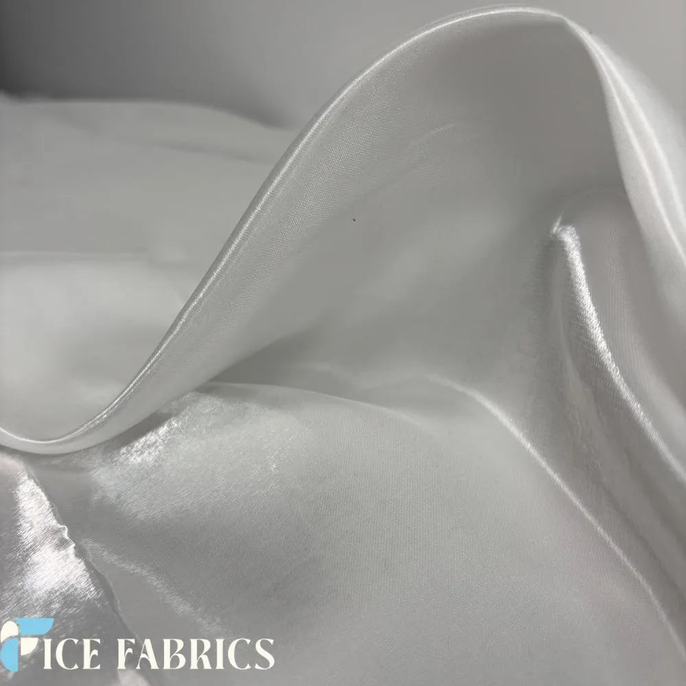 Ivory Reflective Liquid Crystal Silky Satin Fabric