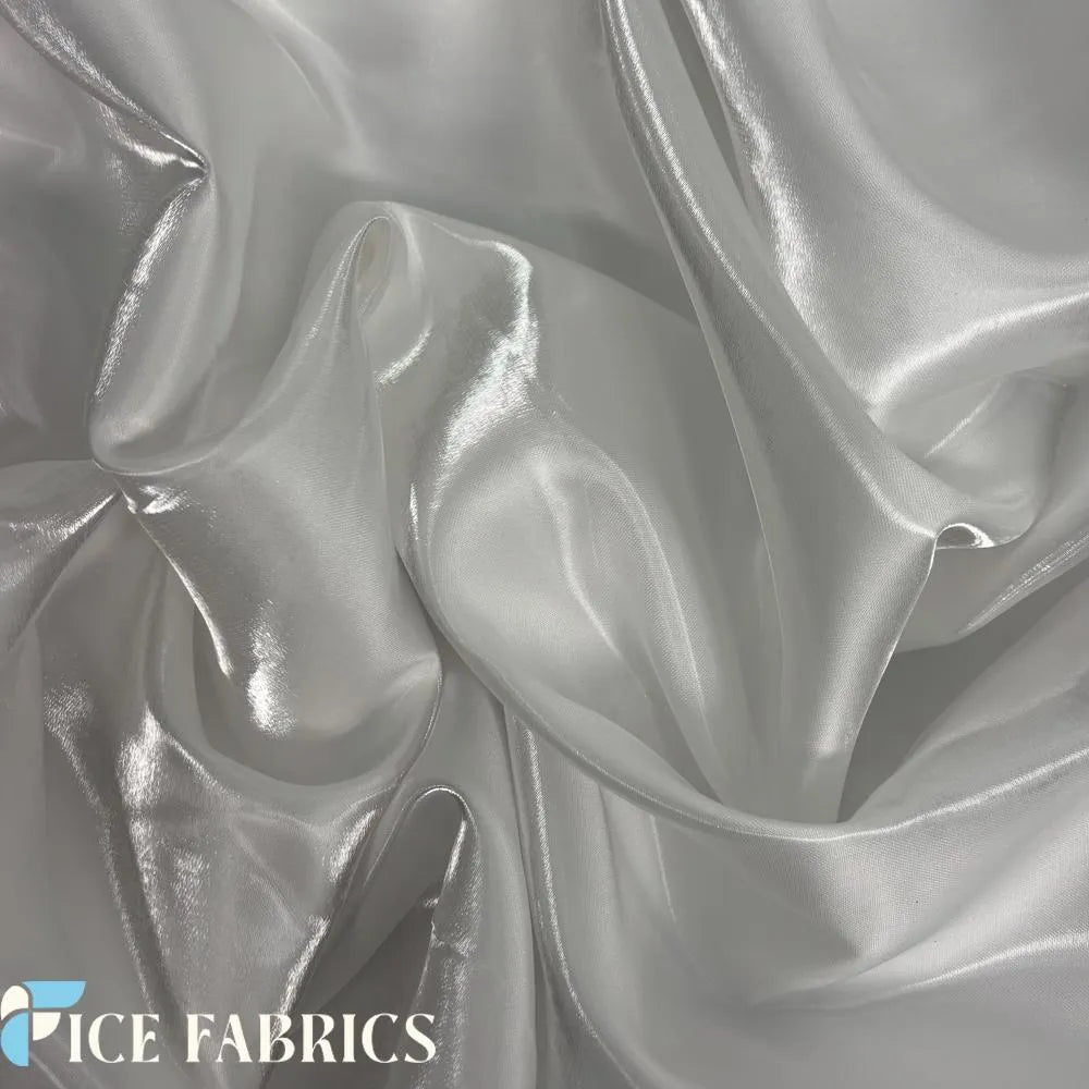 Ivory Reflective Liquid Crystal Silky Satin Fabric