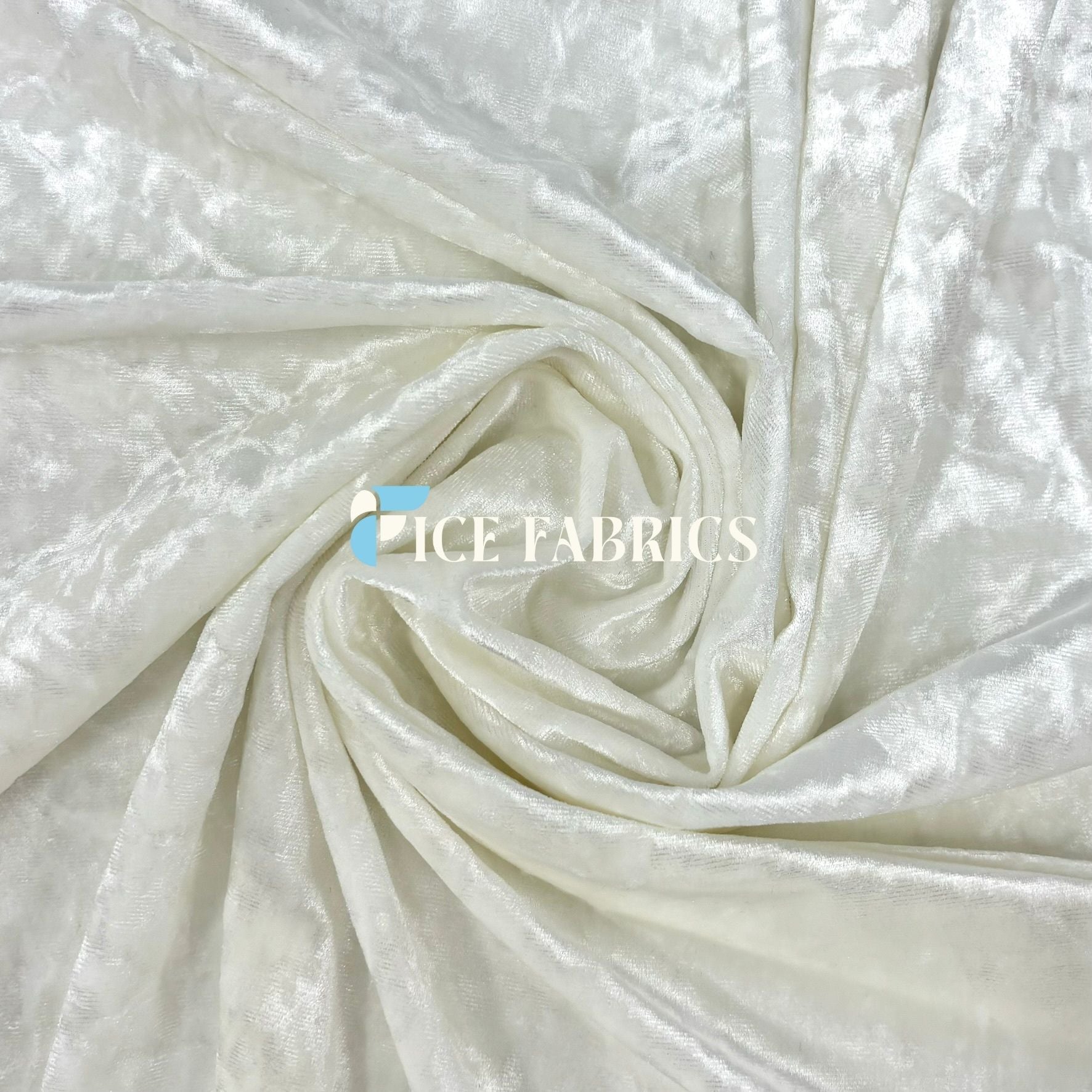 Ivory Stretch Crushed Velvet Fabric