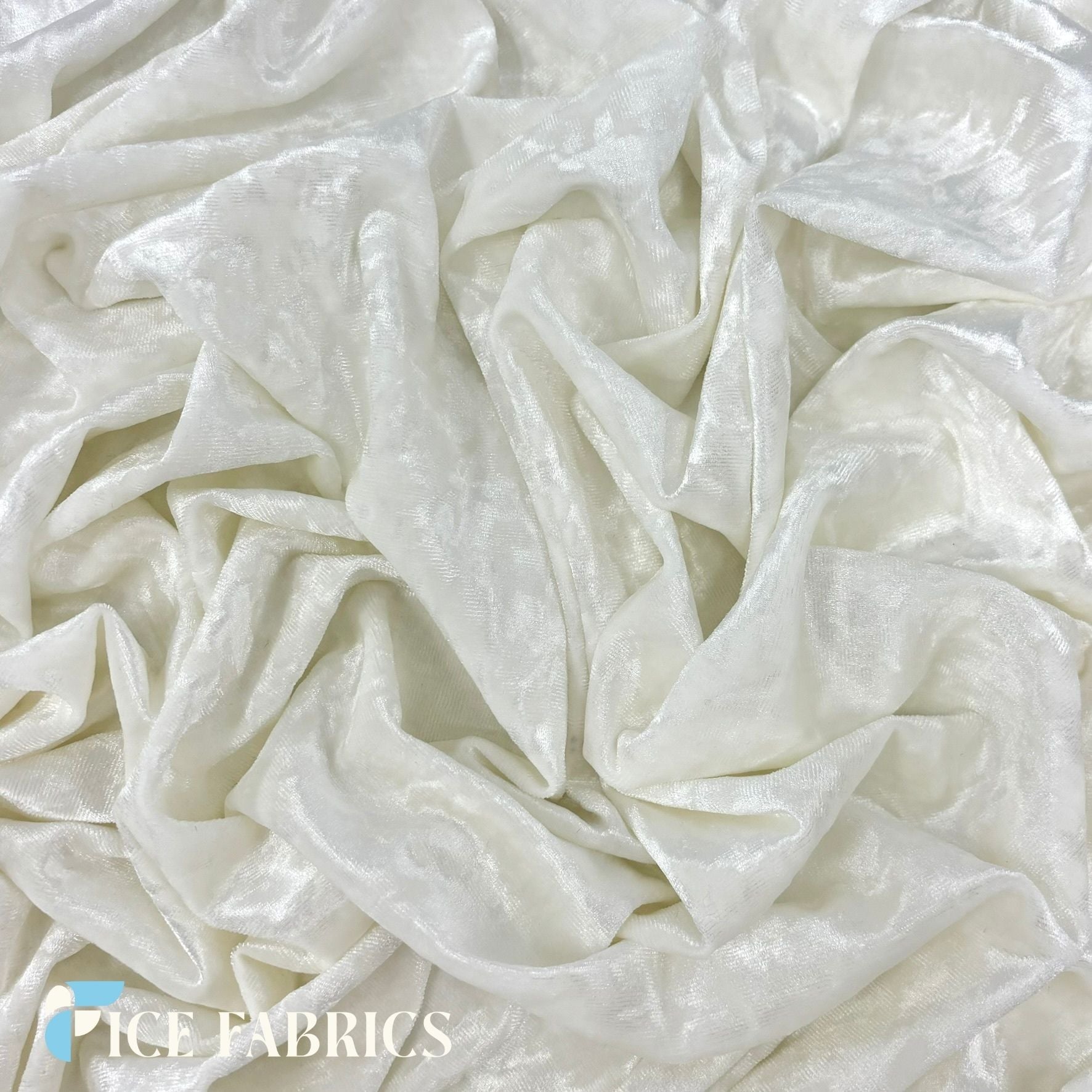 Ivory Crushed Velvet Fabric