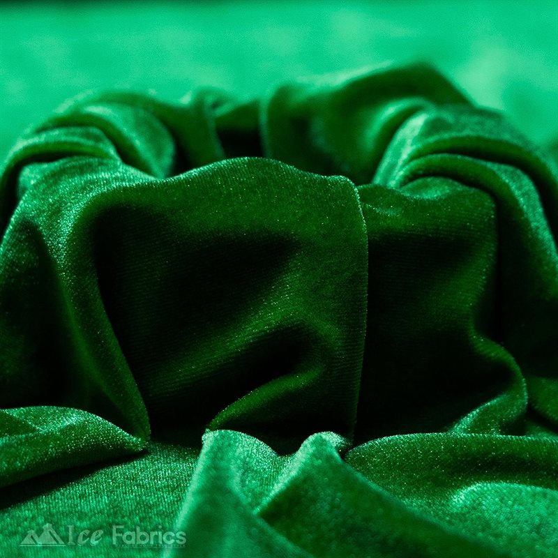 Kelly Green Soft and Smooth Stretch Velvet Upholstery Fabric