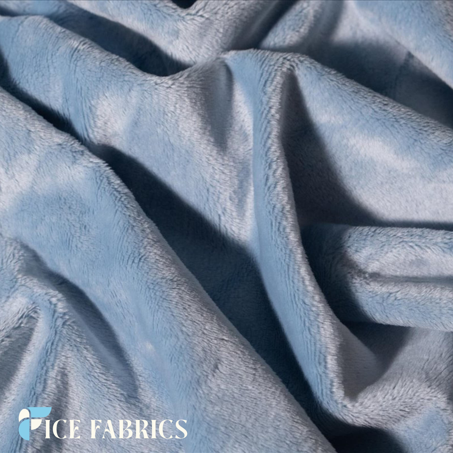 Light Blue Ultra Soft 3mm Minky Fabric Faux Fur