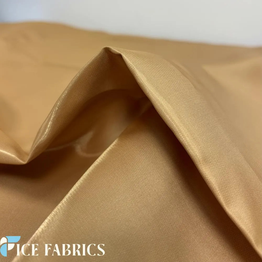 Light Gold Reflective Liquid Crystal Silky Satin Fabric