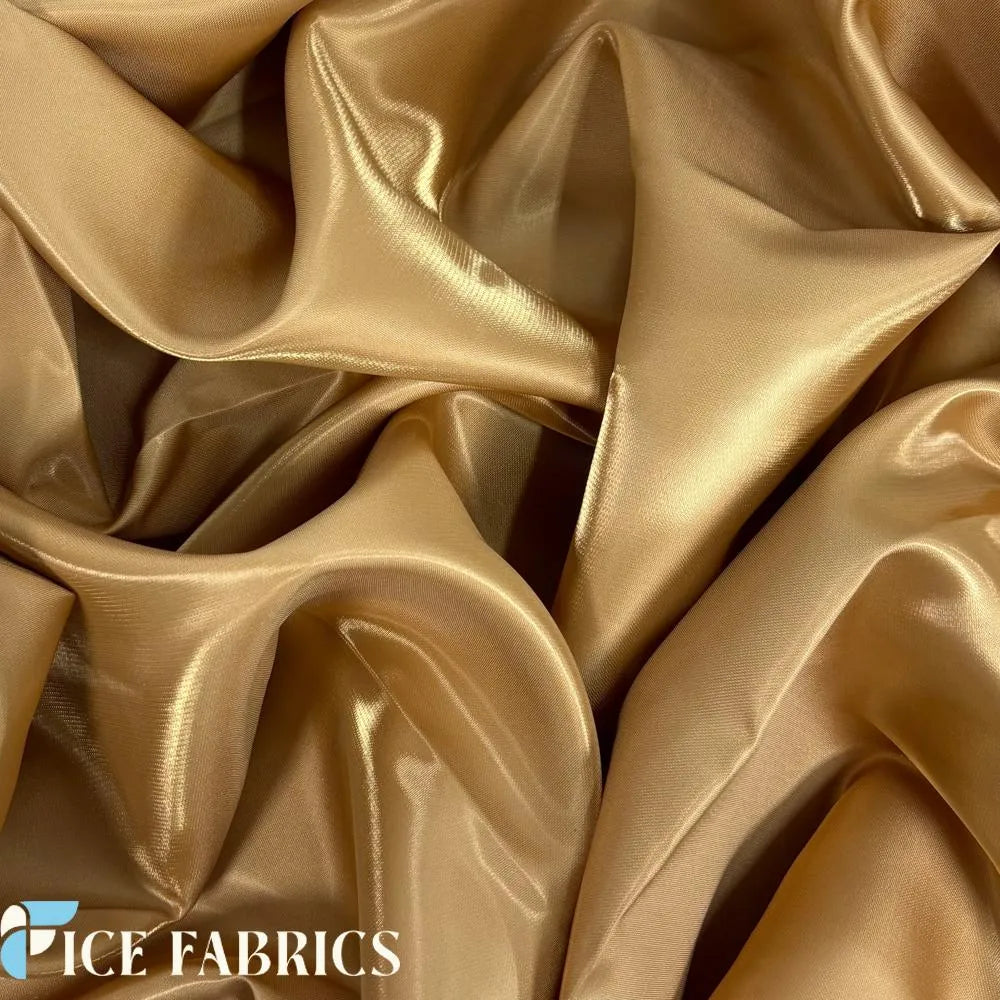 Light Gold Reflective Liquid Crystal Silky Satin Fabric