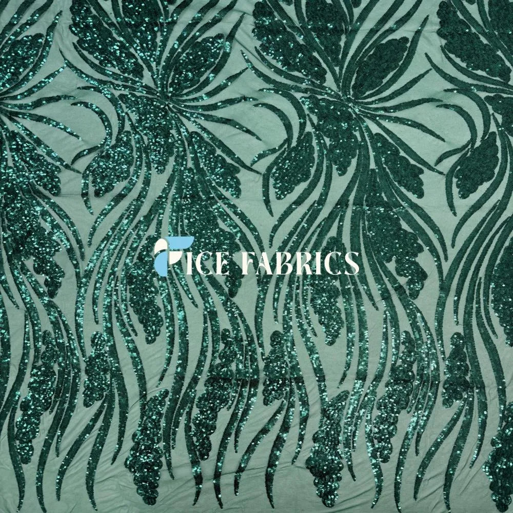 Light Green Feather Stretch Sequin Fabric