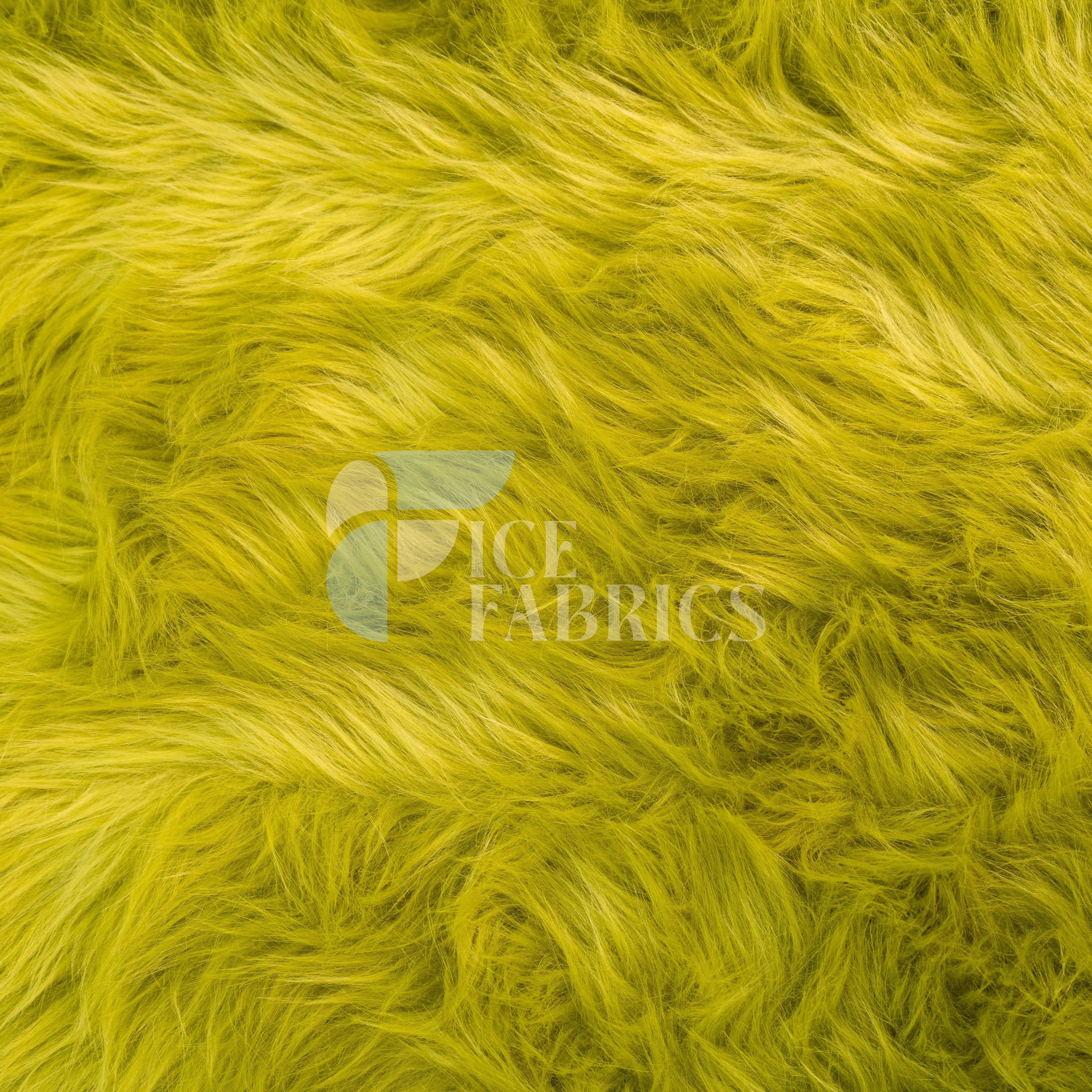 Light Olive Shaggy Mohair Faux Fur Fabric By The Roll | LuxeShag Fur