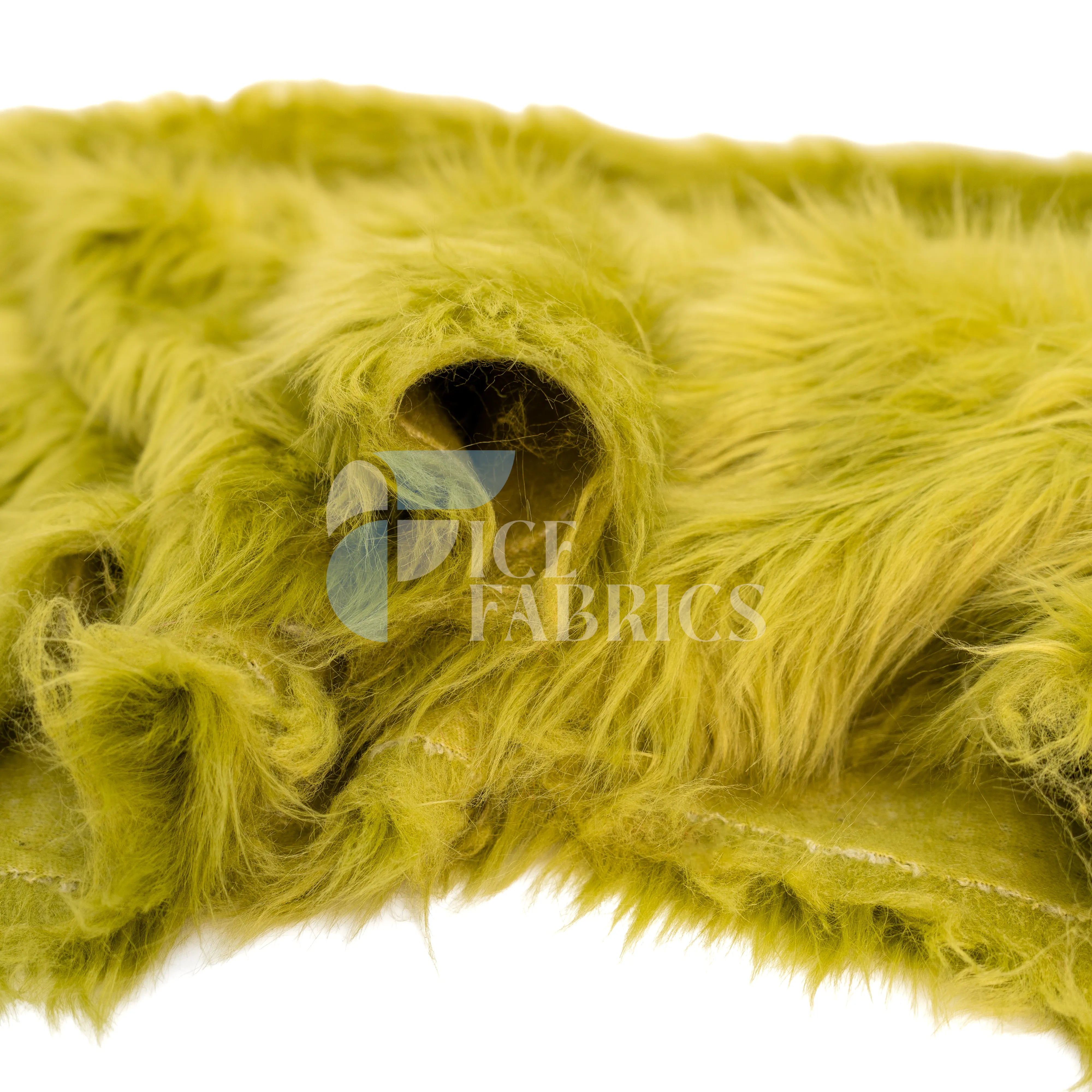 Light Olive Shaggy Mohair Faux Fur Fabric By The Roll | LuxeShag Fur