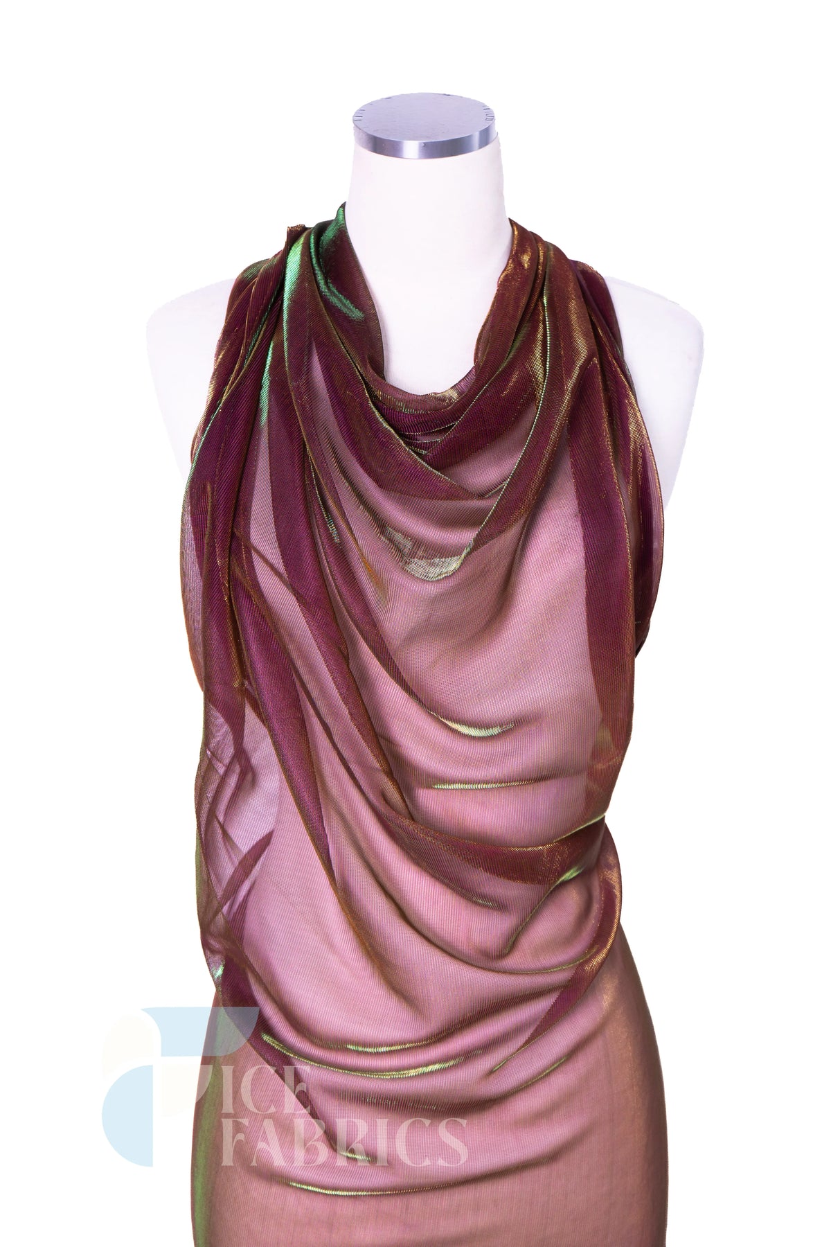 Shimmery Reflective Metallic Mesh Fabric