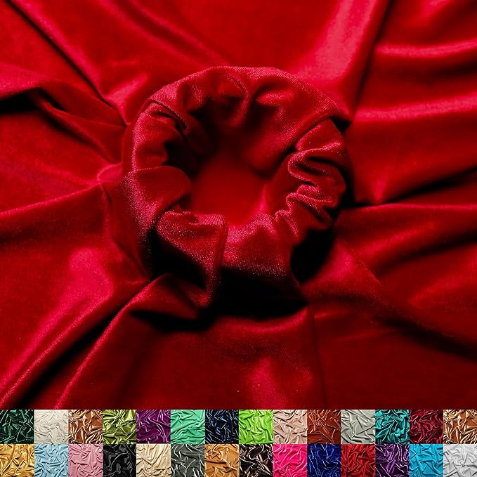 Ice Fabrics Stretch Velvet Fabric Soft and Smooth-Red