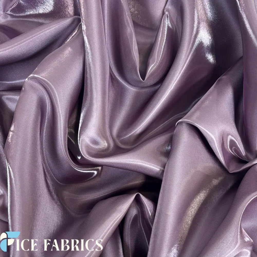 Mauve Reflective Liquid Crystal Silky Satin Fabric