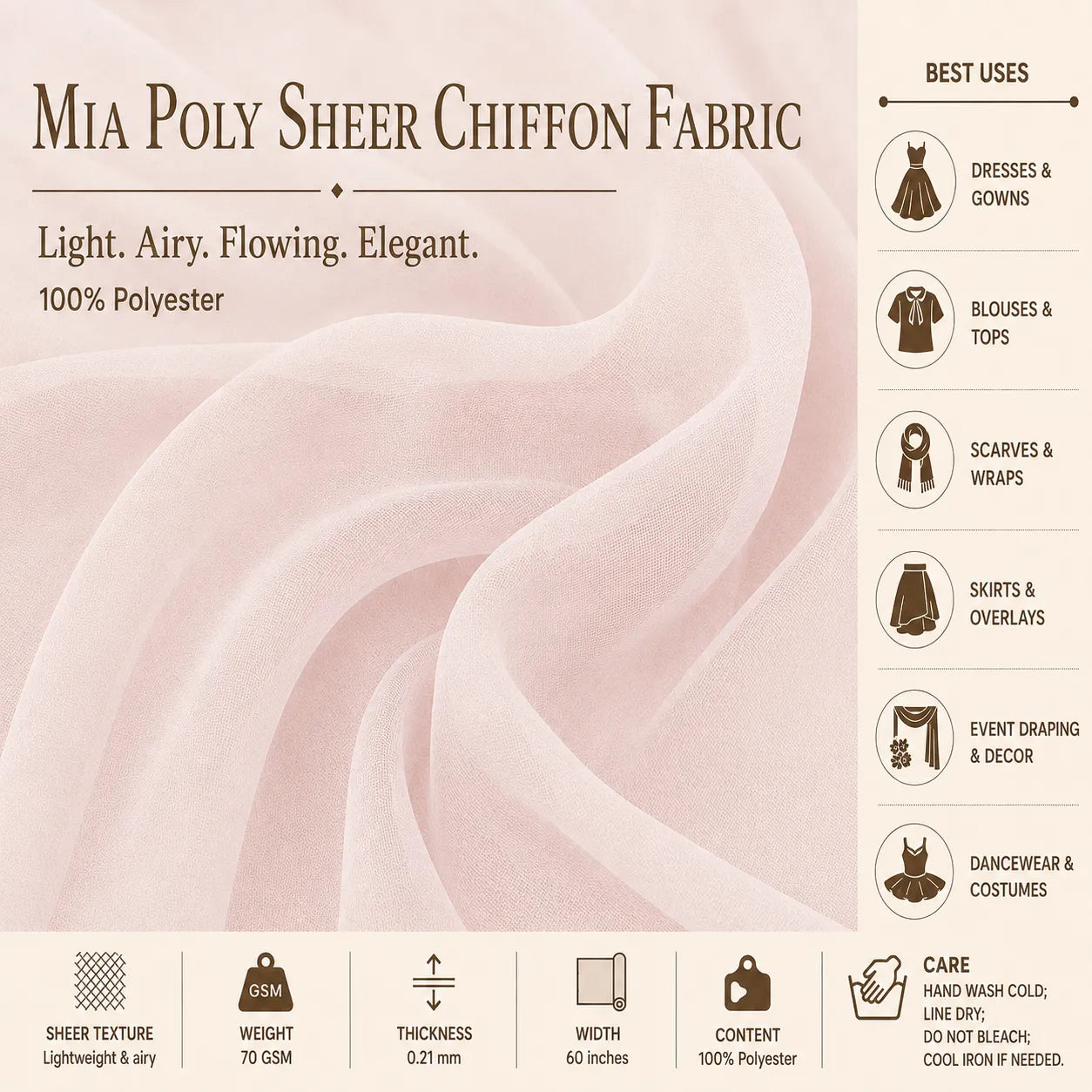  Poly Sheer Chiffon Fabric