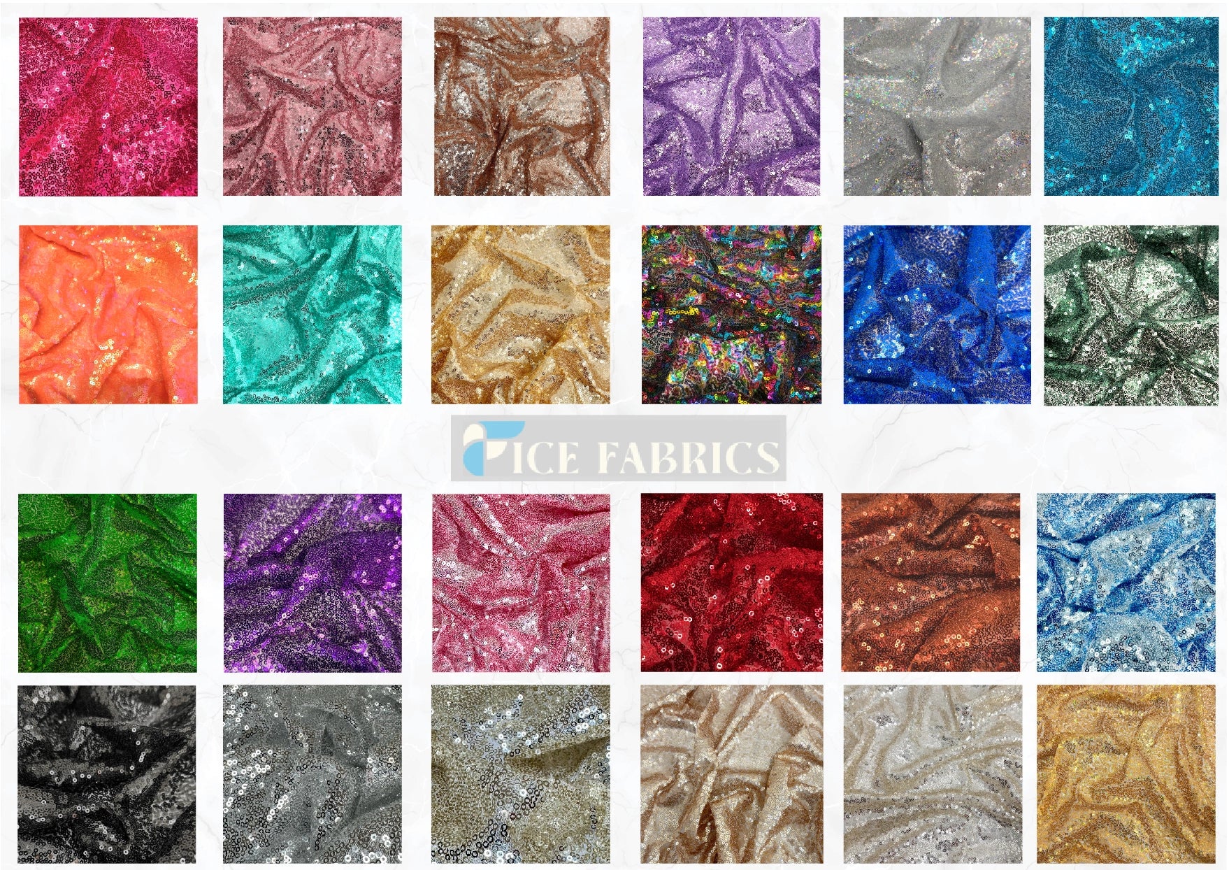 All Over Mini Sequin Fabric On Mesh By The Roll (20 yards) Fabric Wholesale