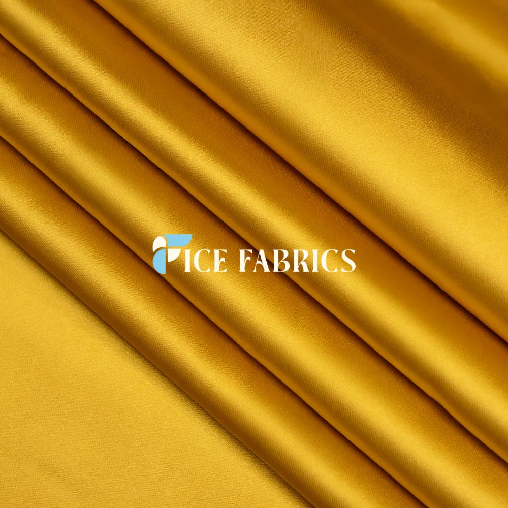 Mustard Gold Luxury Silk Stretch Satin Fabric