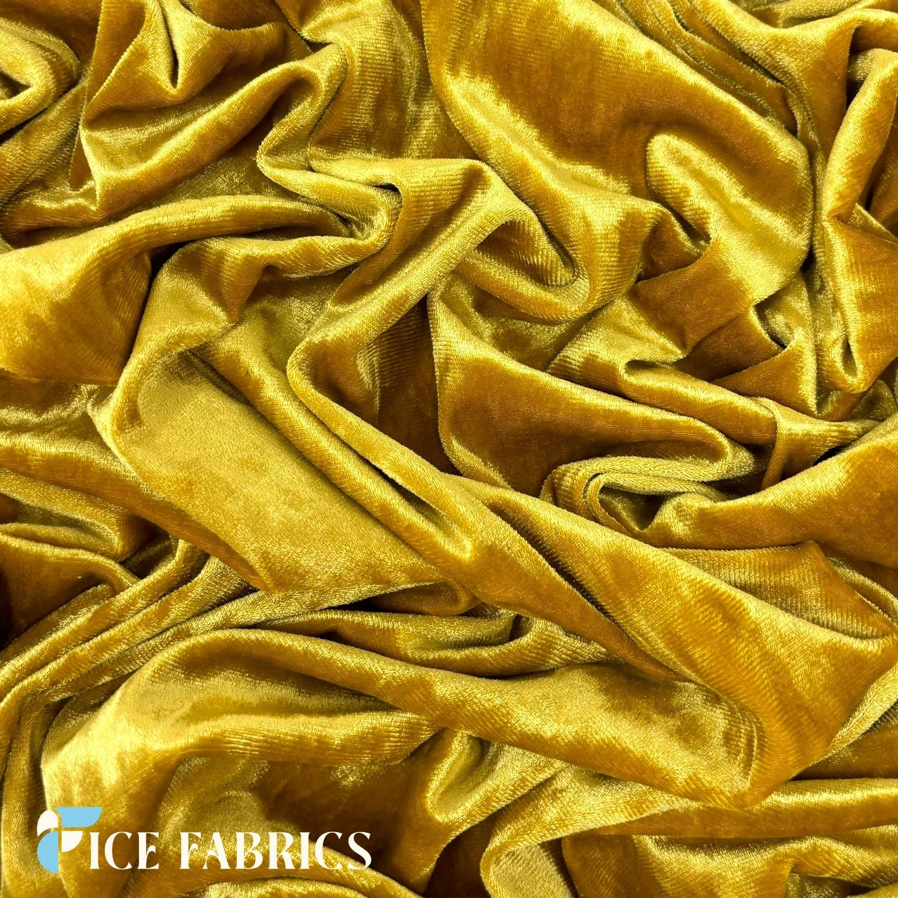 Mustard Gold Crushed Velvet Fabric