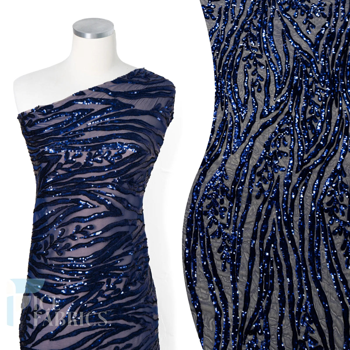 Wild Vine 4 Way Stretch Sequin Fabric on Mesh