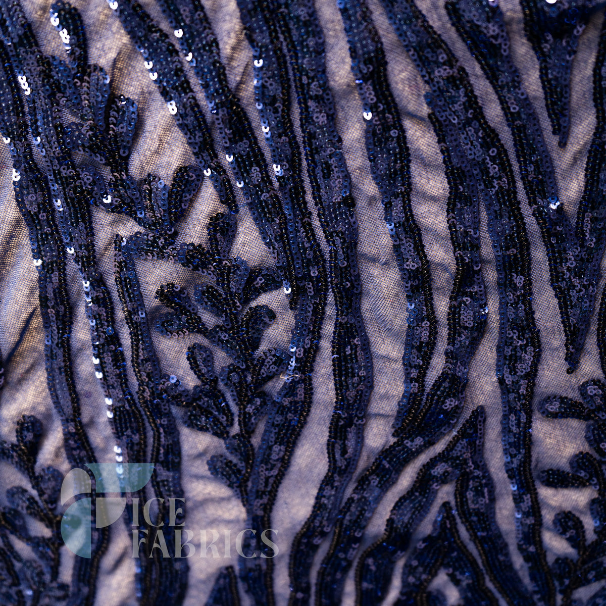 Wild Vine 4 Way Stretch Sequin Fabric on Mesh